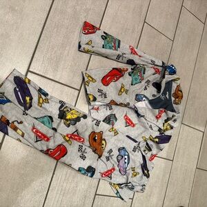 Disney Kids Gray Pajama Set with Multicolor Cars Print